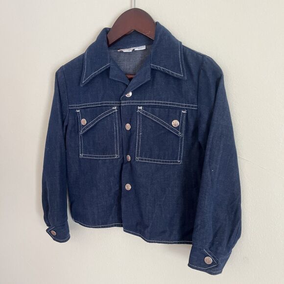 Billy The Kid Vintage Blue Denim Snap Button Logo Western Jacket- Youth Large - Picture 2 of 7